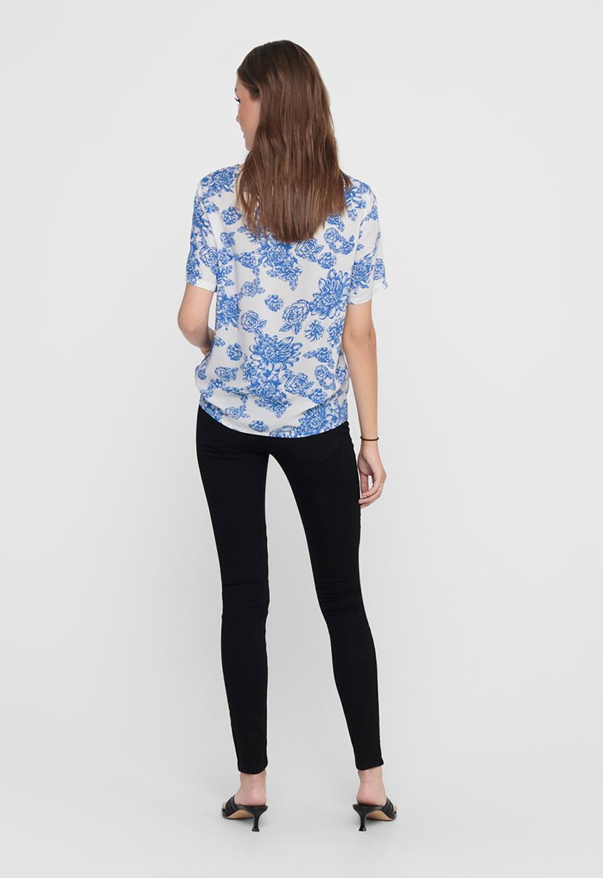 Jacqueline de Yong - Starr life short sleeve top - blue & white 