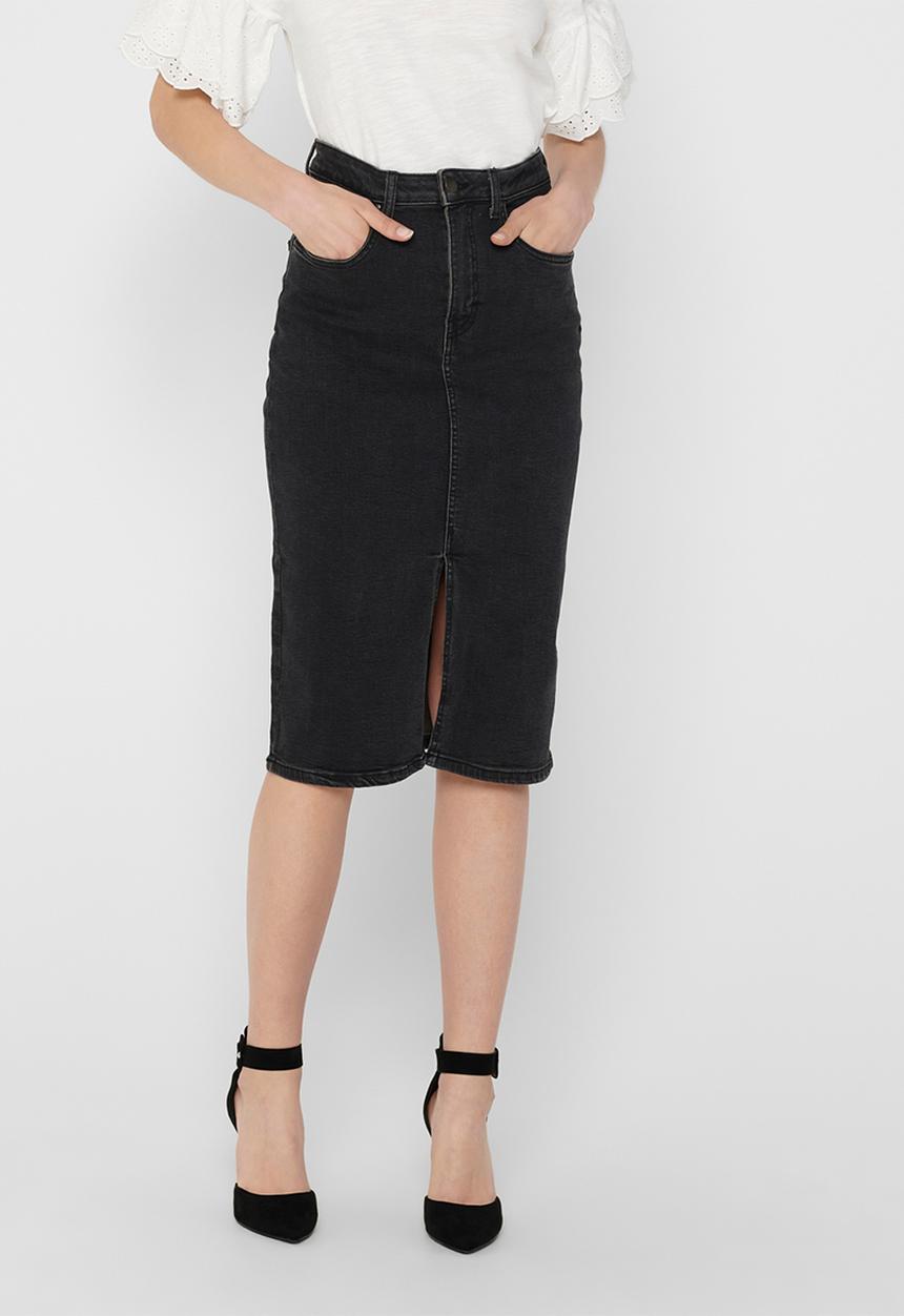 Jacqueline de Yong - Lightning denim skirt - black