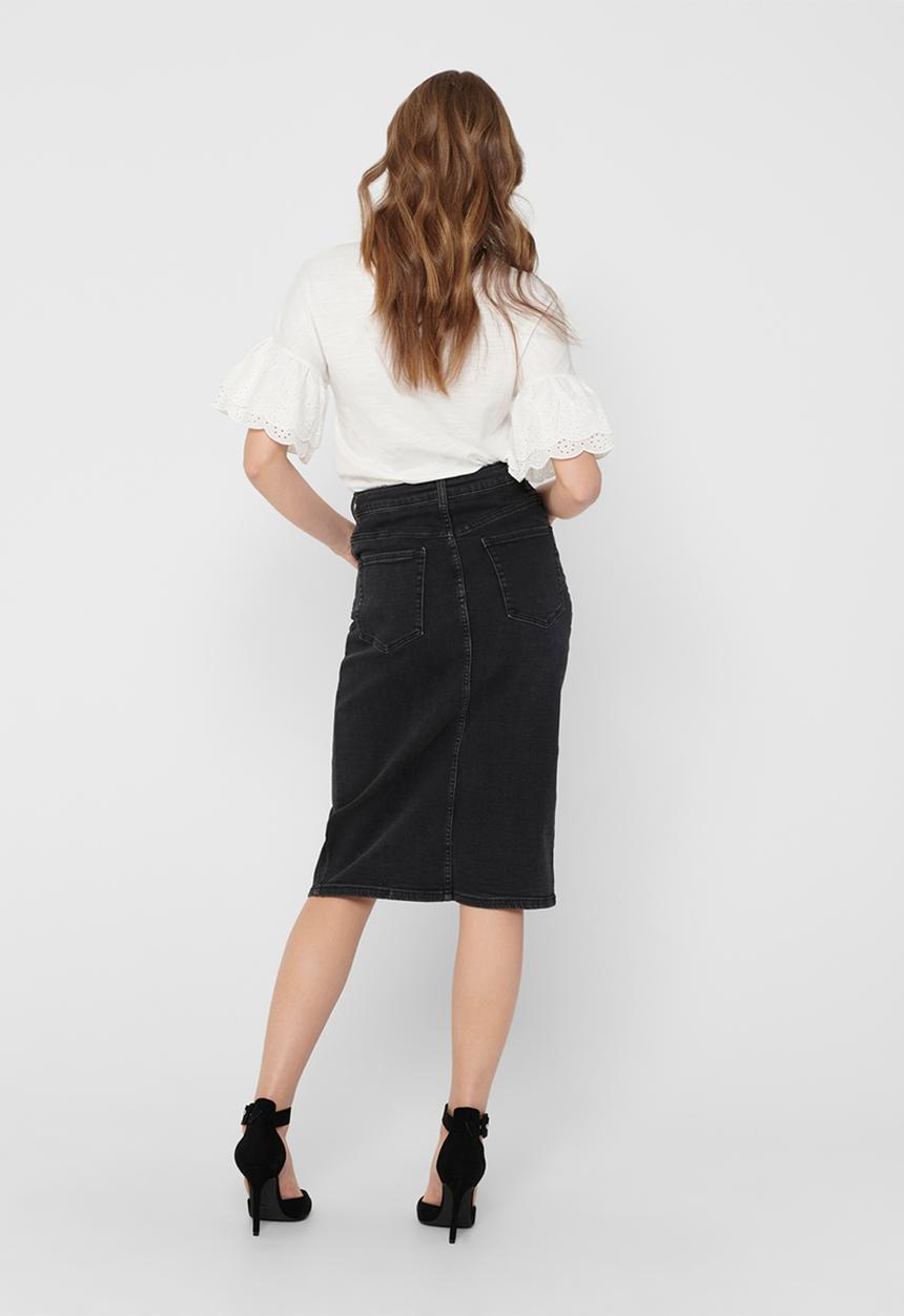 Jacqueline de Yong - Lightning denim skirt - black