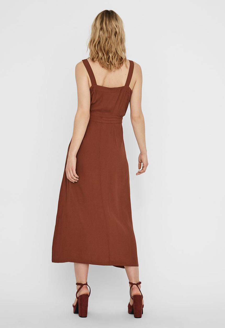 Vero Moda - Zakynthos strap 7/8 dress - rust
