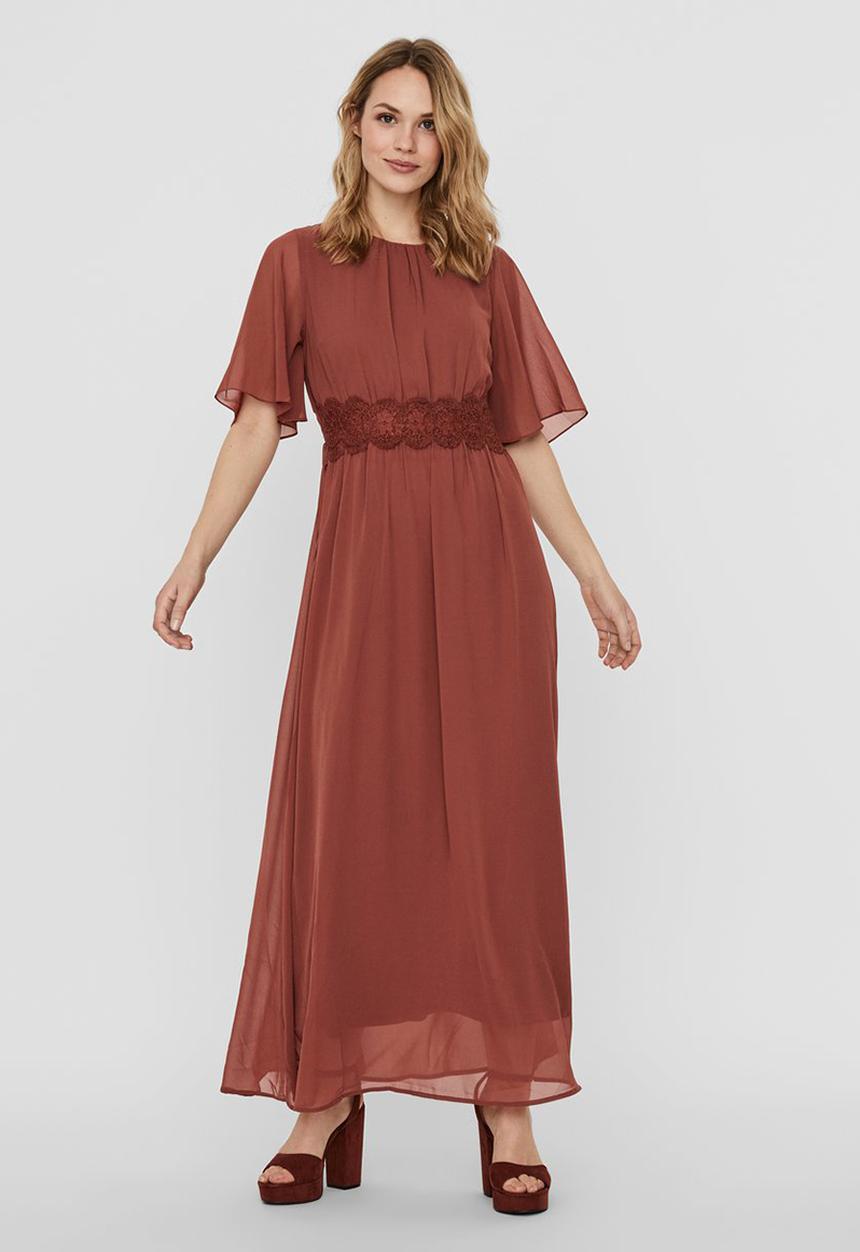 Vero Moda - Sally 2/4 maxi lace dress - burgundy