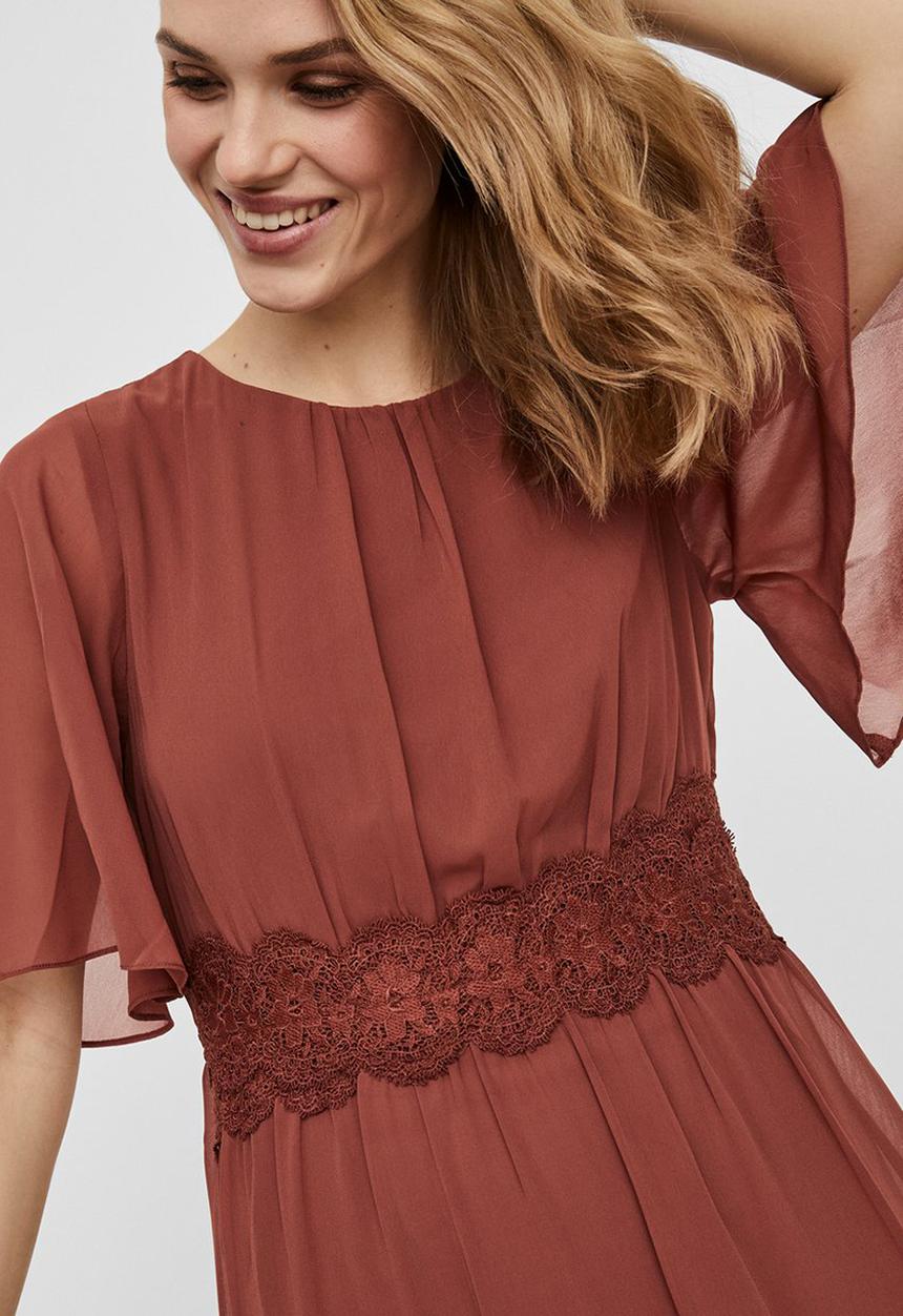 Vero Moda - Sally 2/4 maxi lace dress - burgundy