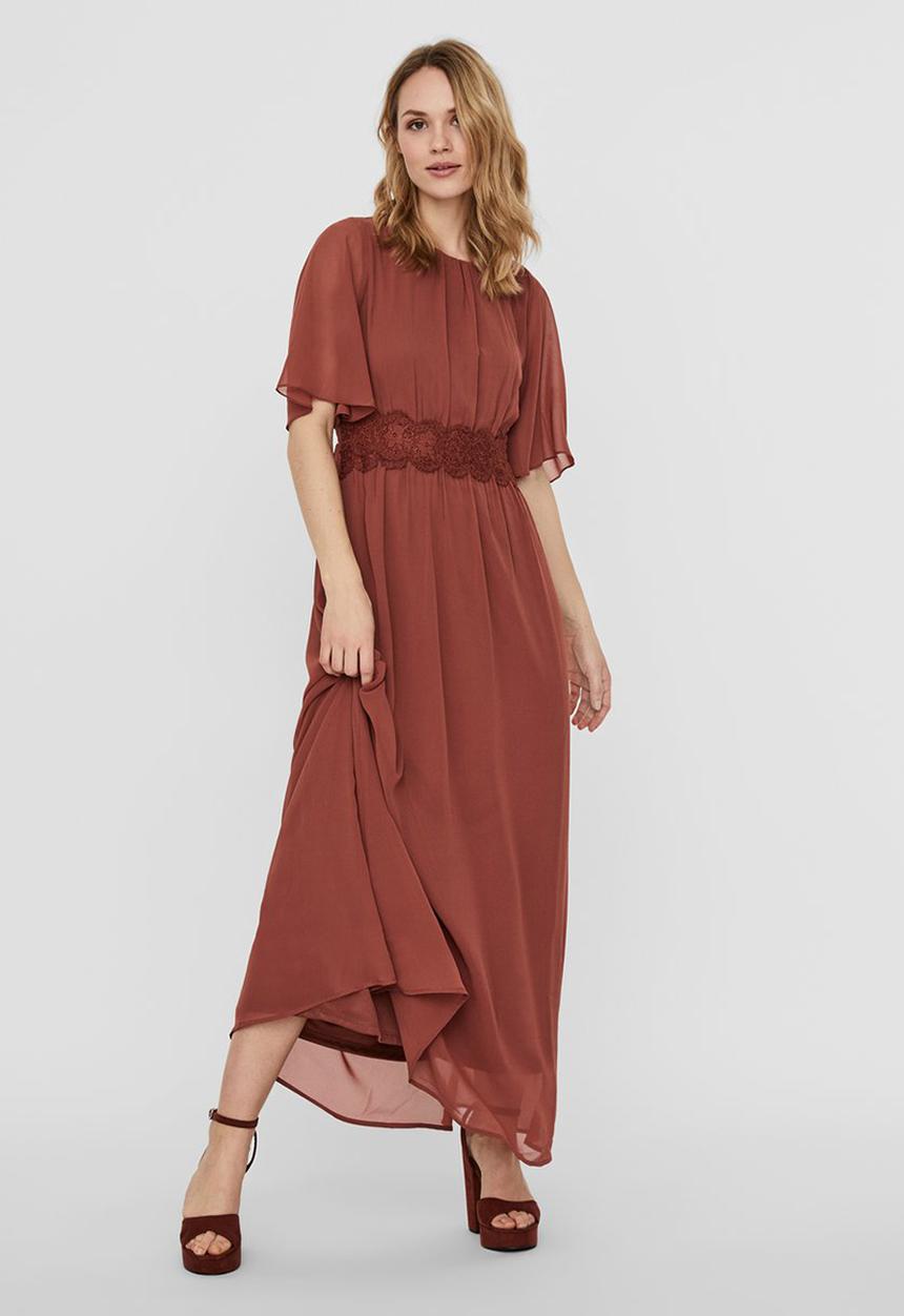 Vero Moda - Sally 2/4 maxi lace dress - burgundy