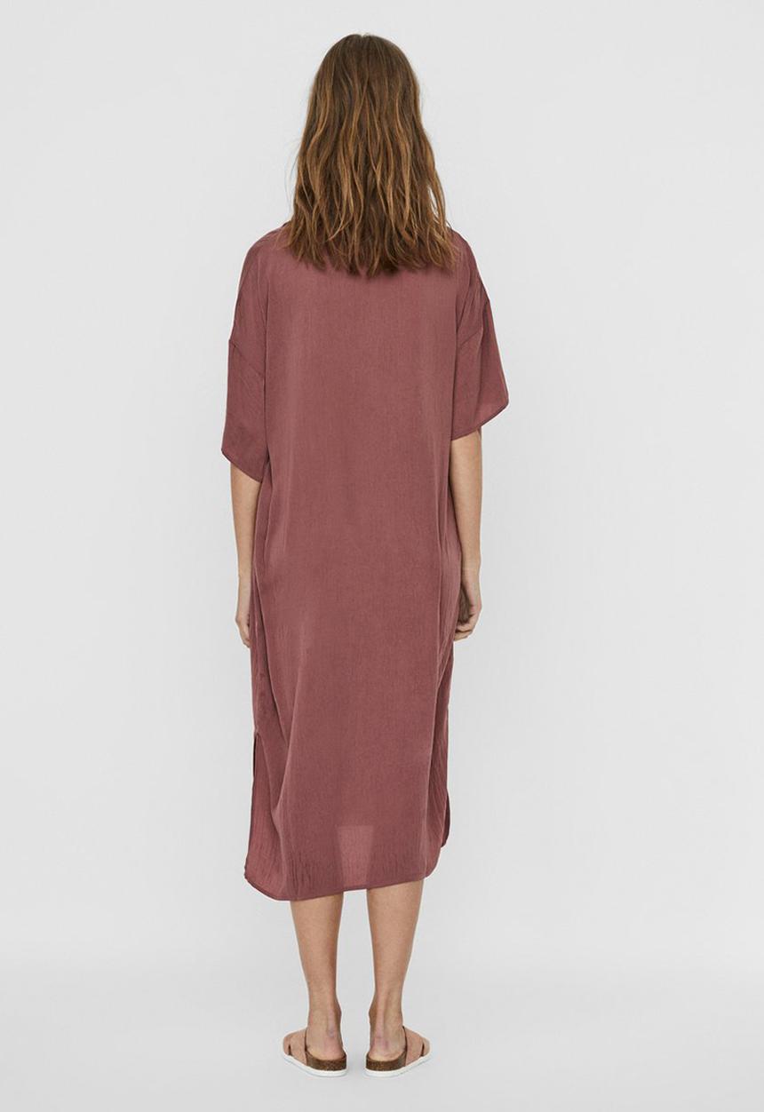 Vero Moda - Alma 2/4 calf dress - burgundy