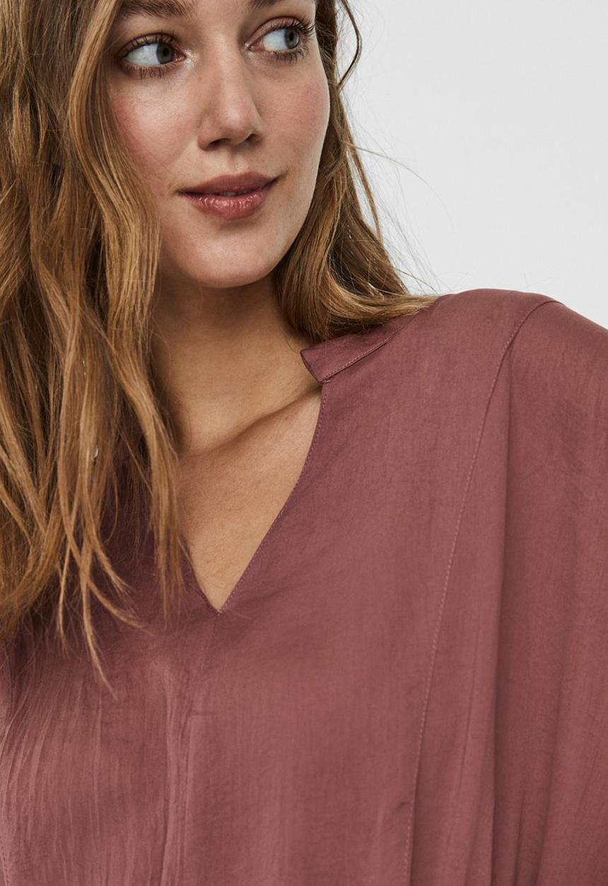 Vero Moda - Alma 2/4 calf dress - burgundy