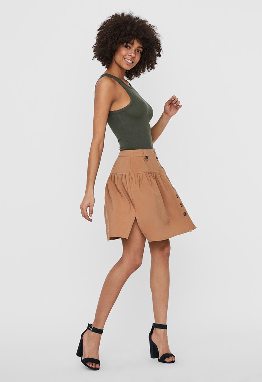 Vero Moda - Roma short sleeve rib top vip - green