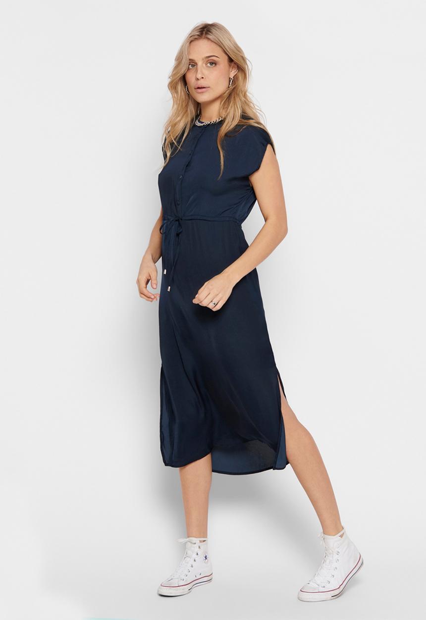 Jacqueline de Yong - Sheela short sleeve long shirt dress - navy 