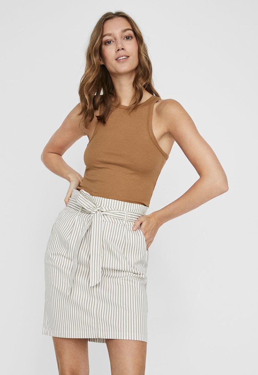 Vero Moda - Roma short sleeve rib top vip - brown