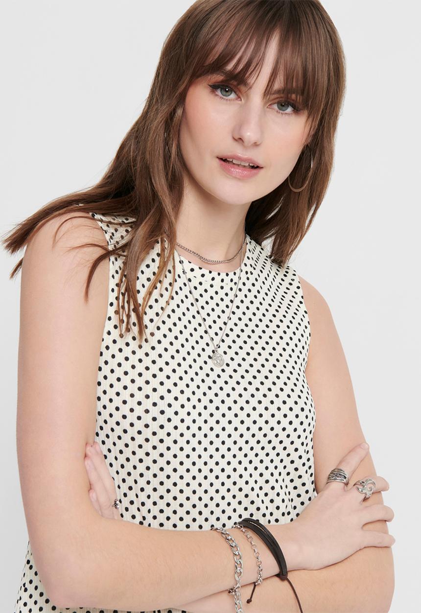 Jacqueline de Yong - Fiona short sleeve dress - beige & black 