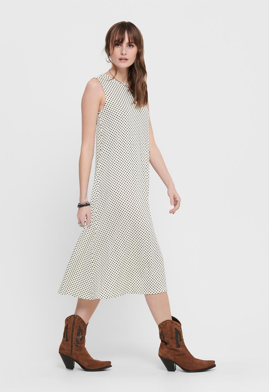 Jacqueline de Yong - Fiona short sleeve dress - beige & black 
