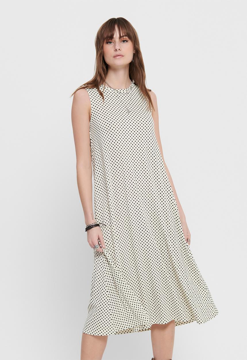 Jacqueline de Yong - Fiona short sleeve dress - beige & black 