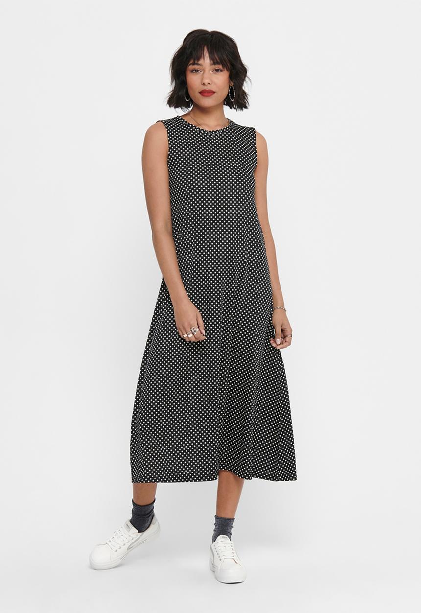 Jacqueline de Yong - Fiona short sleeve dress - black & beige 