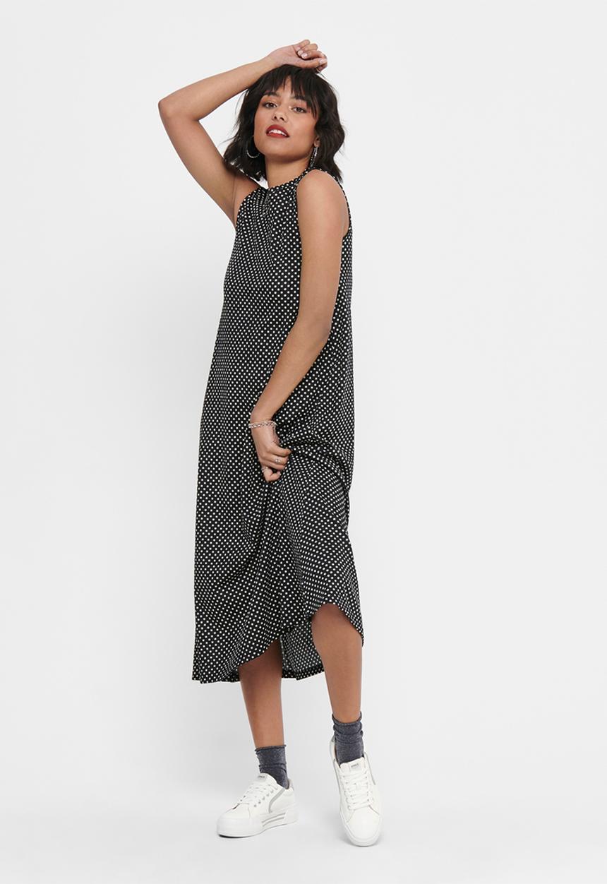 Jacqueline de Yong - Fiona short sleeve dress - black & beige 