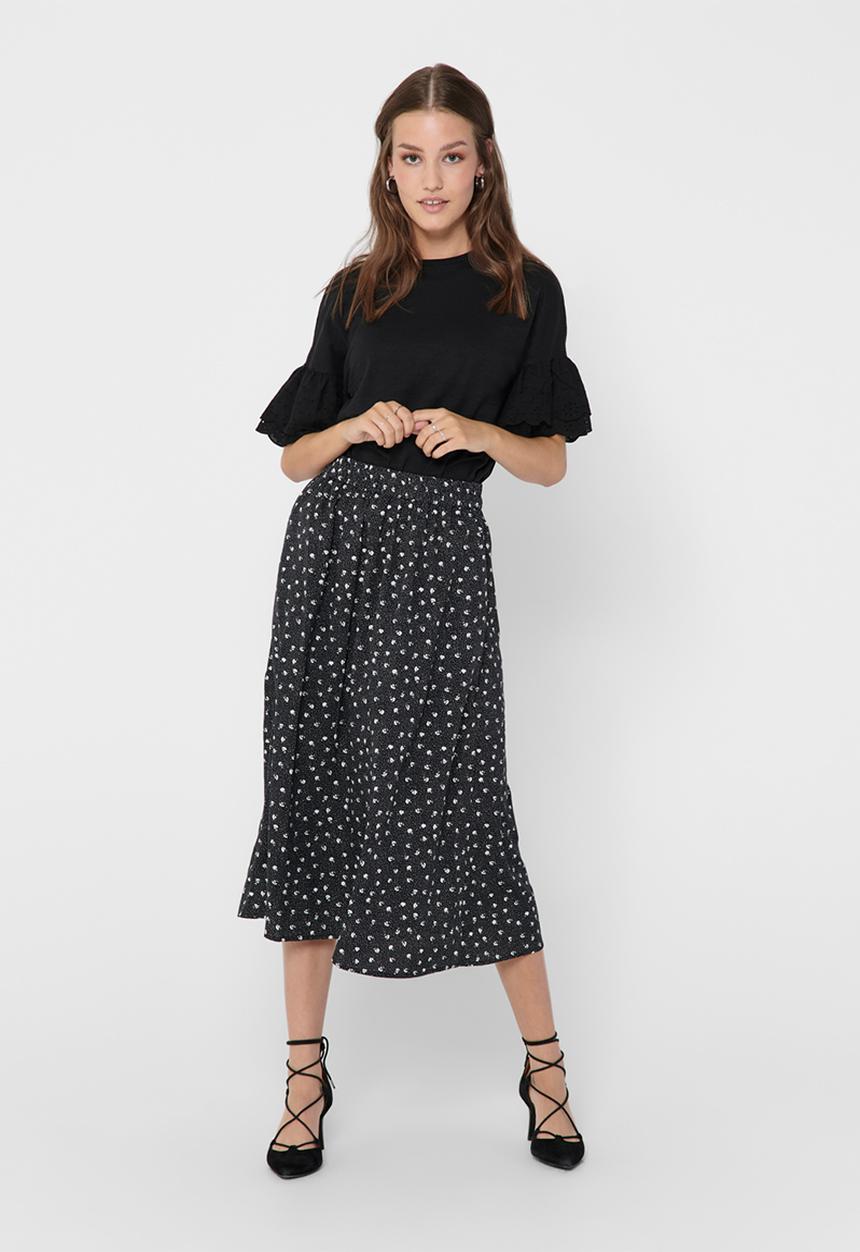 Jacqueline de Yong - Below the knee pocket skirt - black & white 