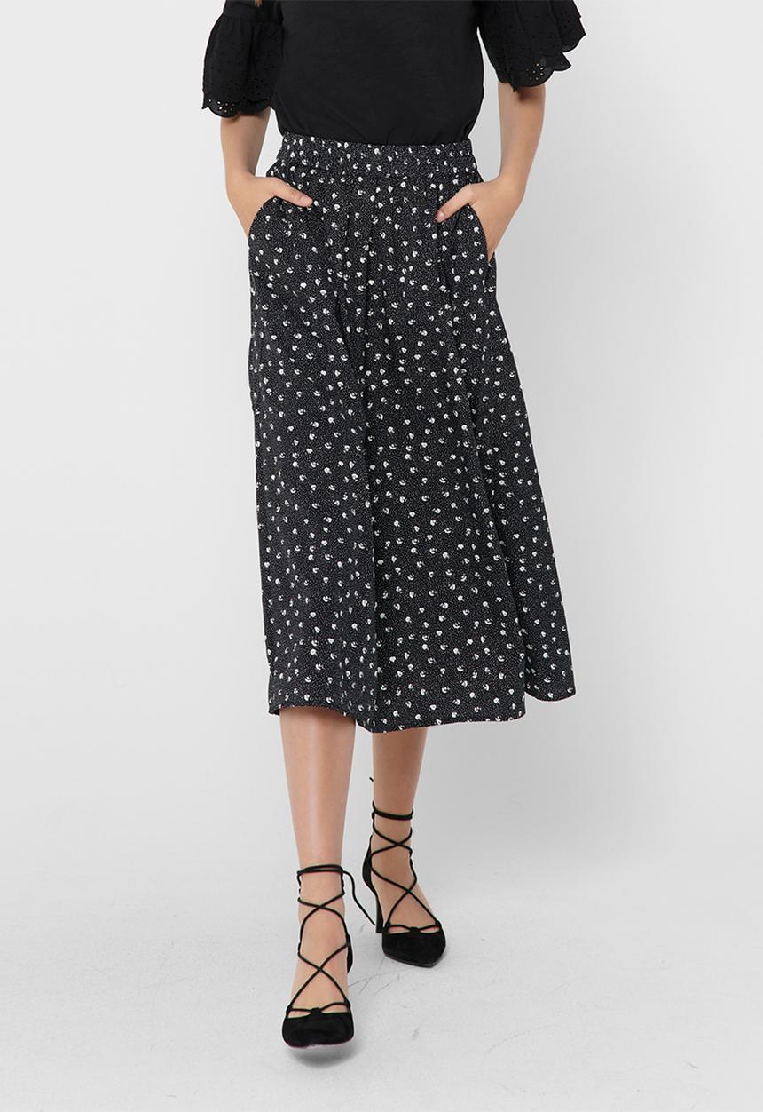 Jacqueline de Yong - Below the knee pocket skirt - black & white 
