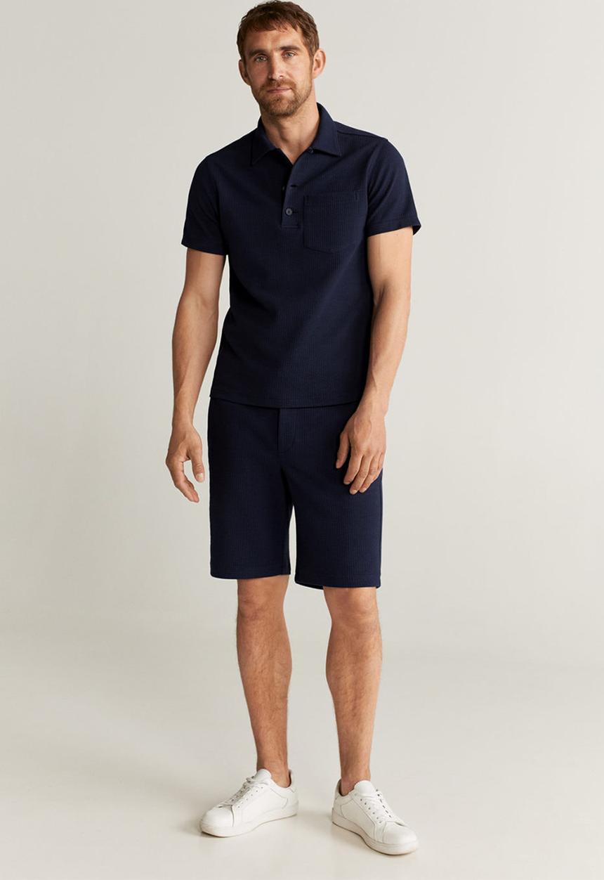 MANGO - Bermuda neon shorts - navy