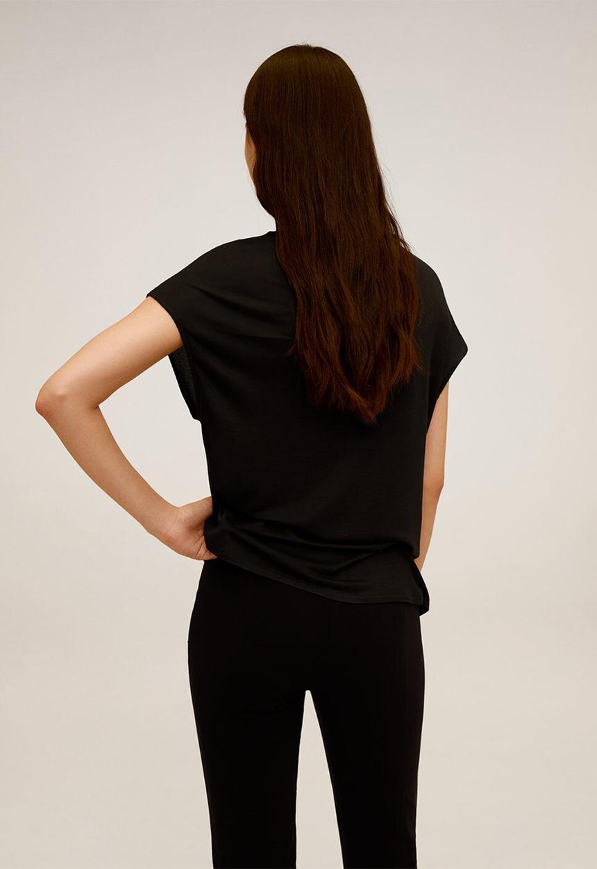 MANGO - T-shirt blonde - black