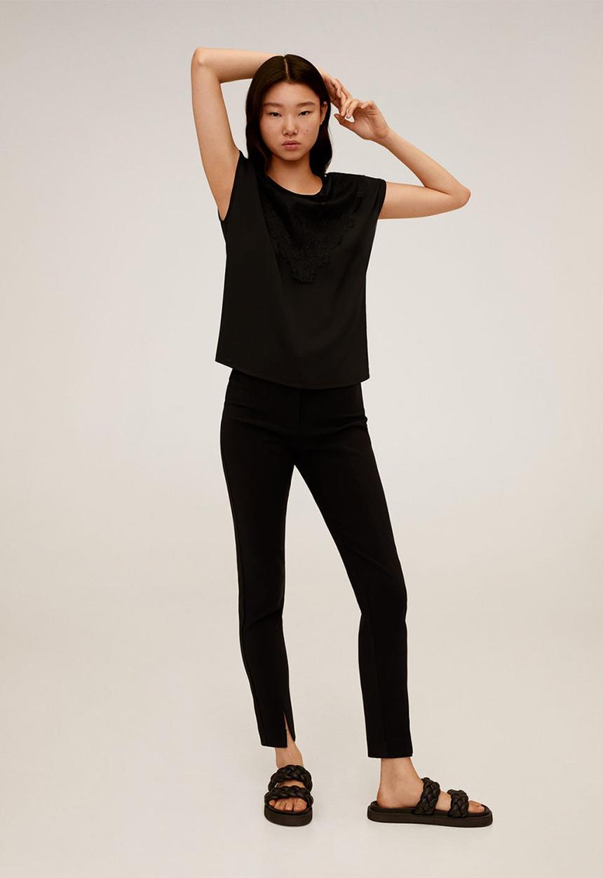 MANGO - T-shirt blonde - black