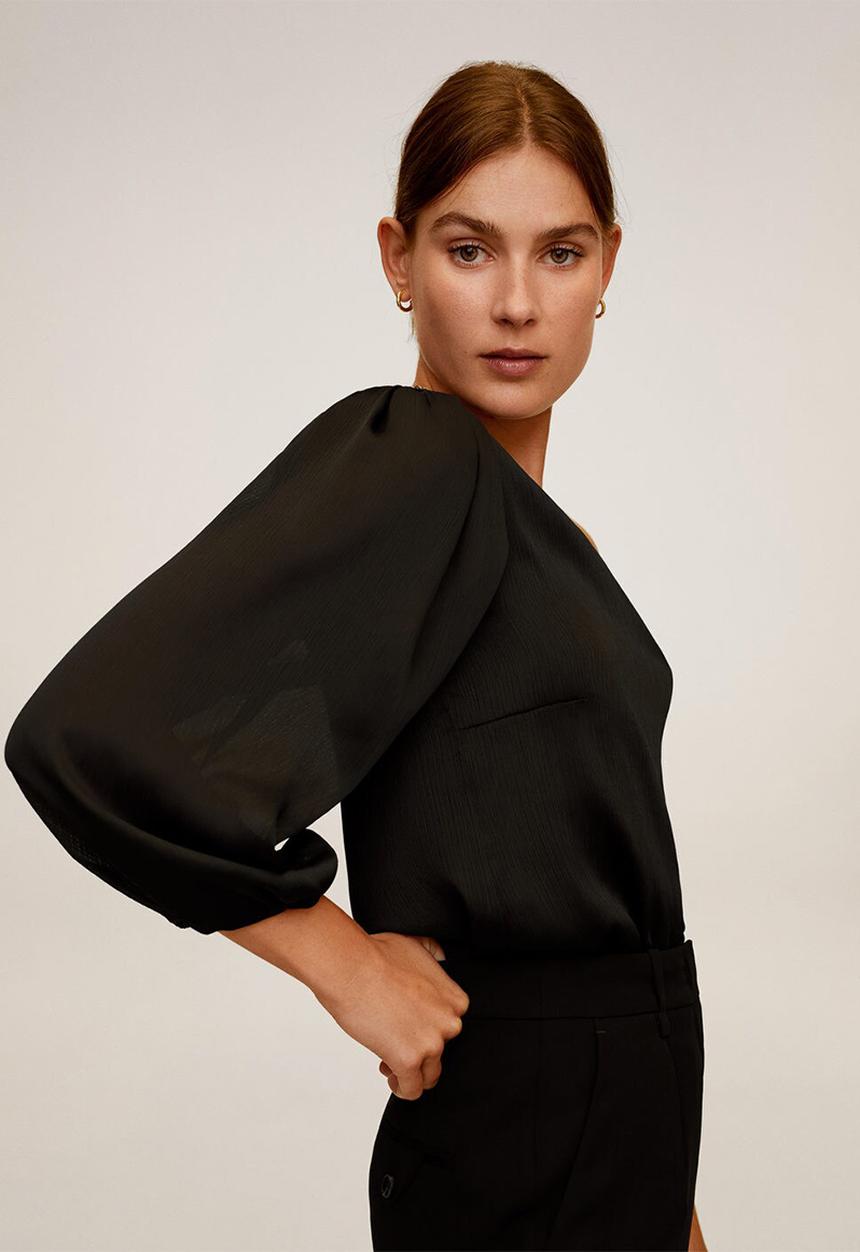 MANGO - Blouse lai - black