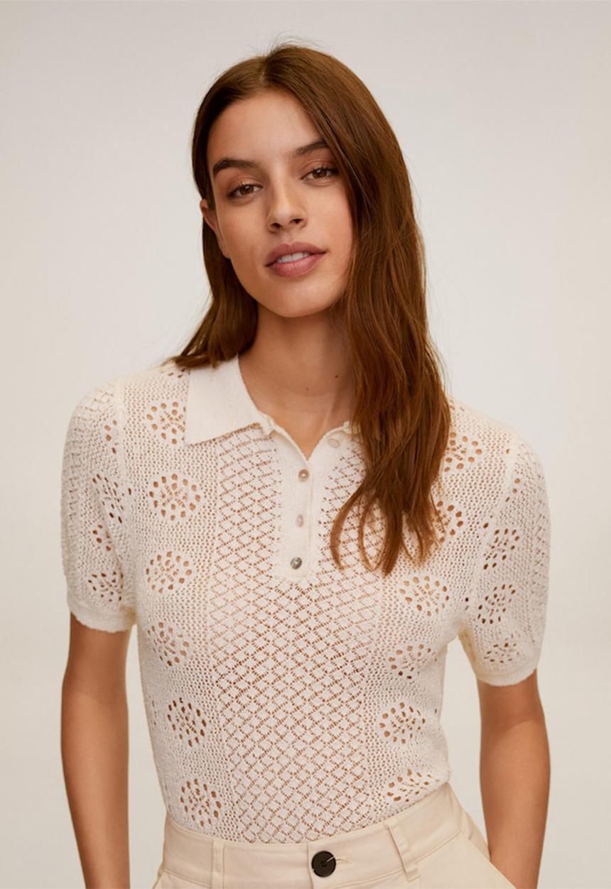 MANGO - Dama polo shirt - light beige