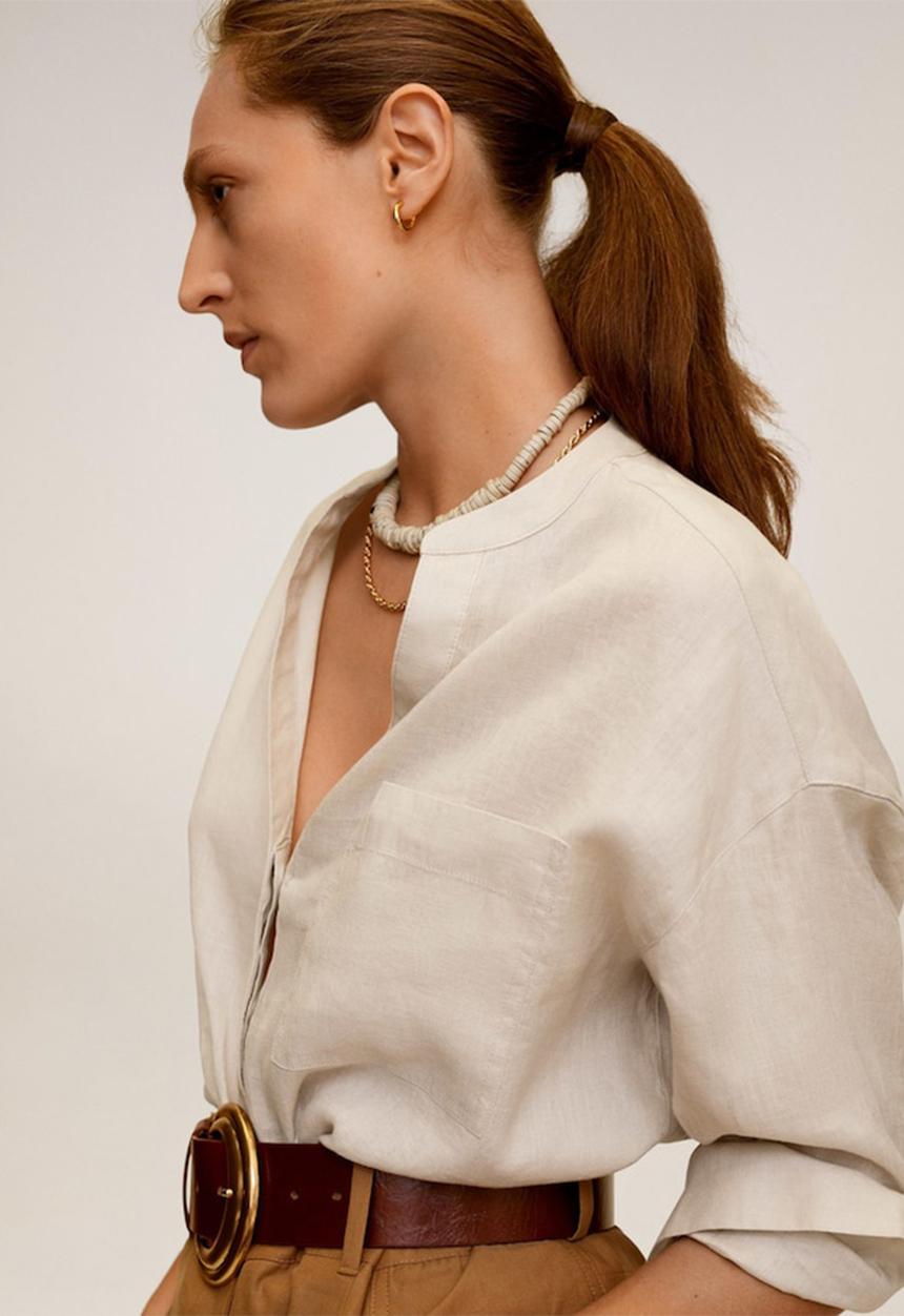 MANGO - Shirt liniki - neutral