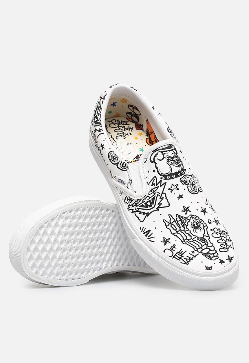 Vans - Classic Slip-On - (u-color) tattoo/true white