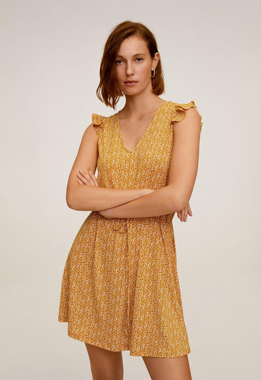 MANGO - Dress gala - mustard