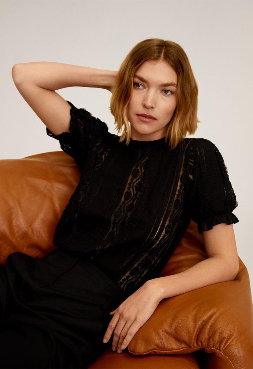 MANGO - T-shirt bima - black