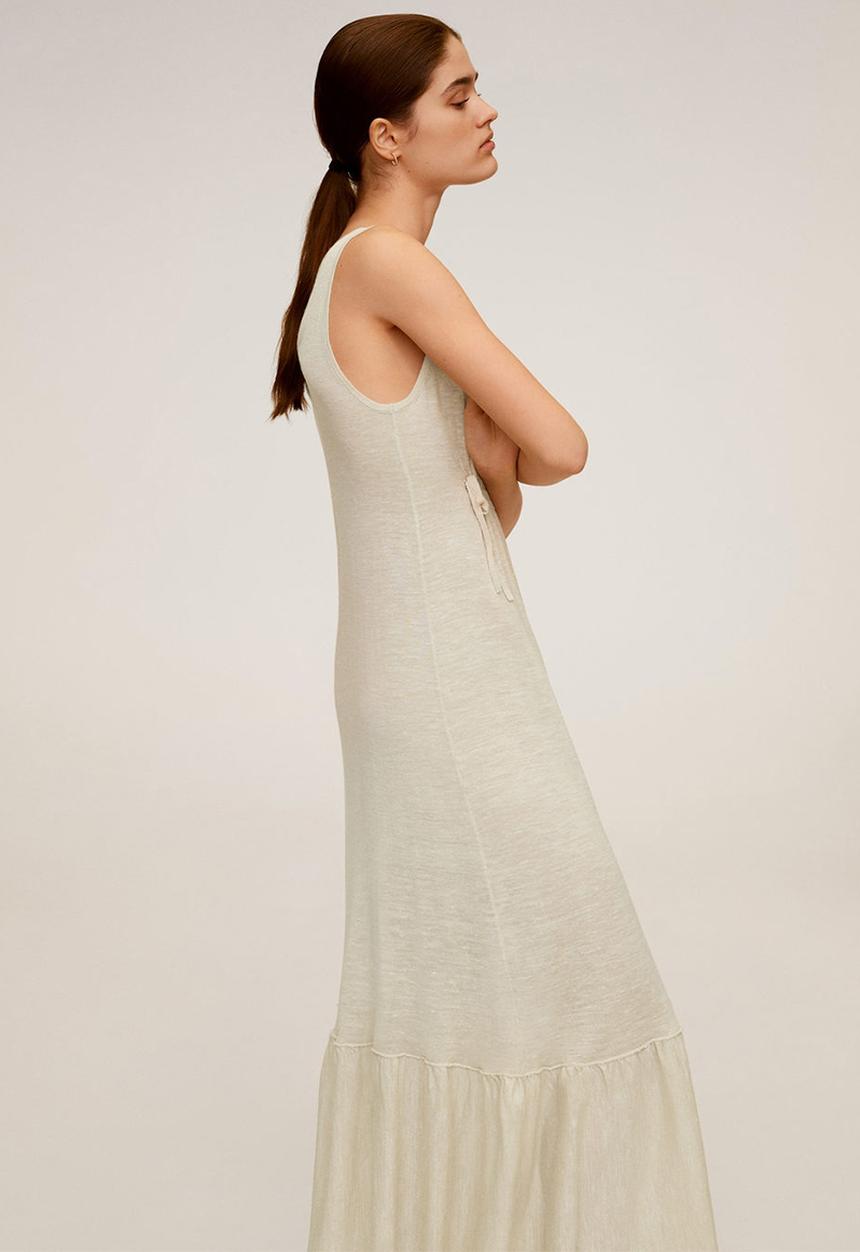MANGO - Linen dress- white