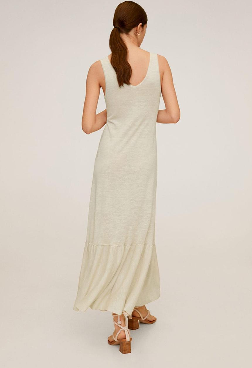 MANGO - Linen dress- white