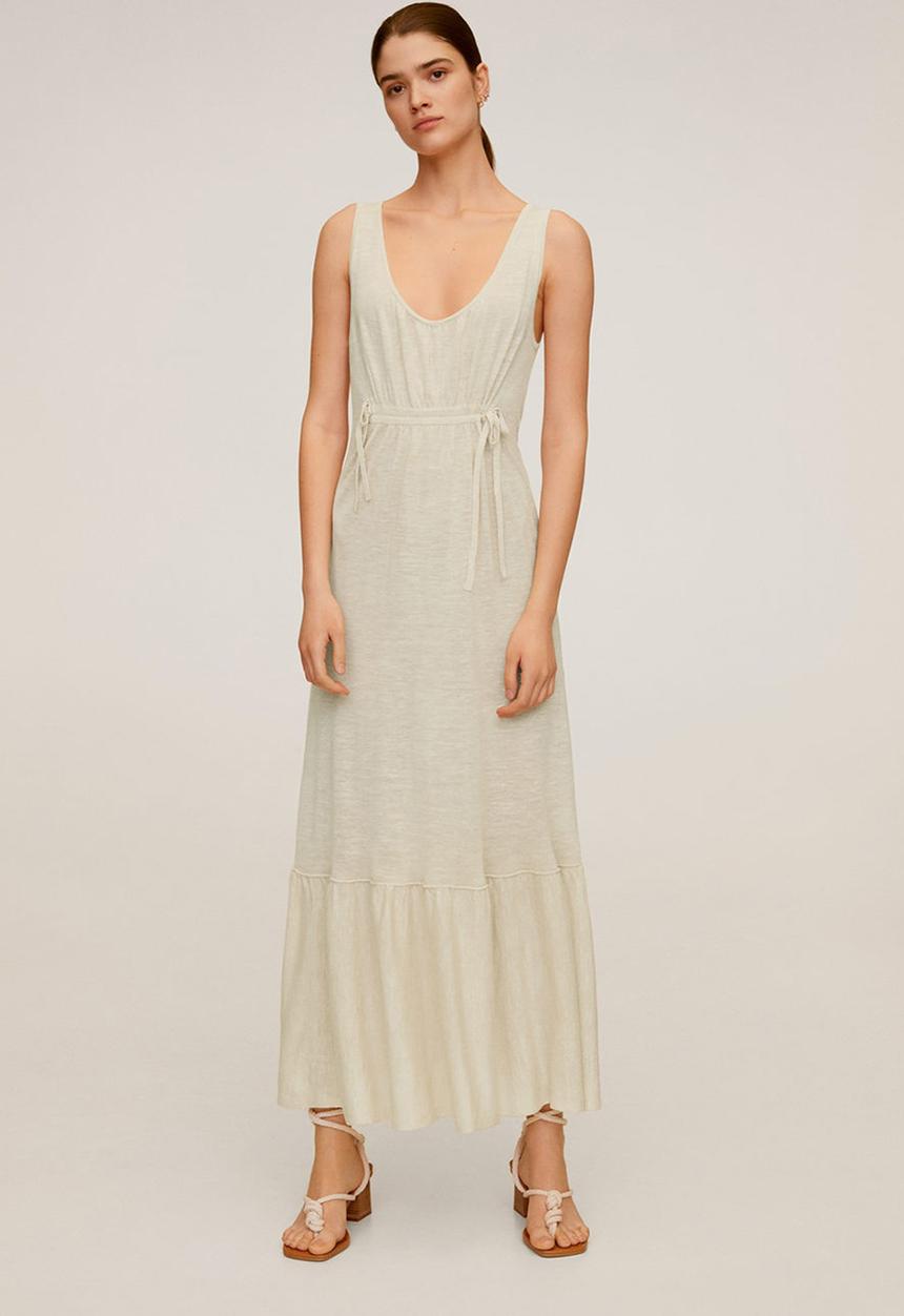 MANGO - Linen dress- white