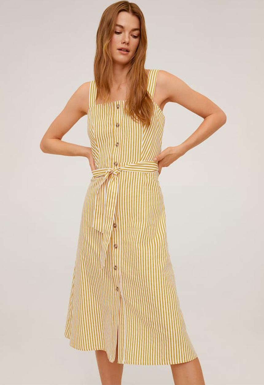 MANGO - Anafir dress - yellow & white