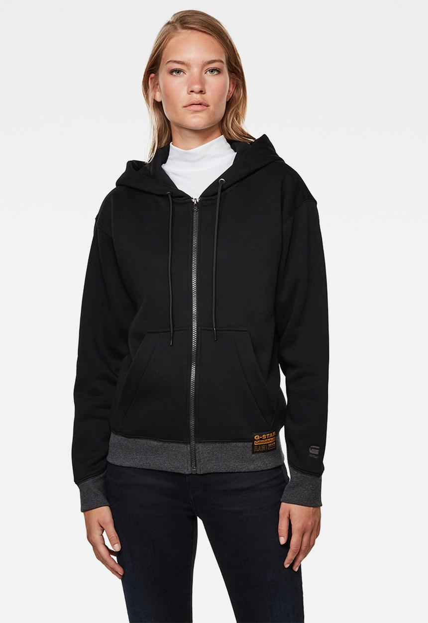 G-STAR - Premium core hoodie zip thru sweat long sleeve - black