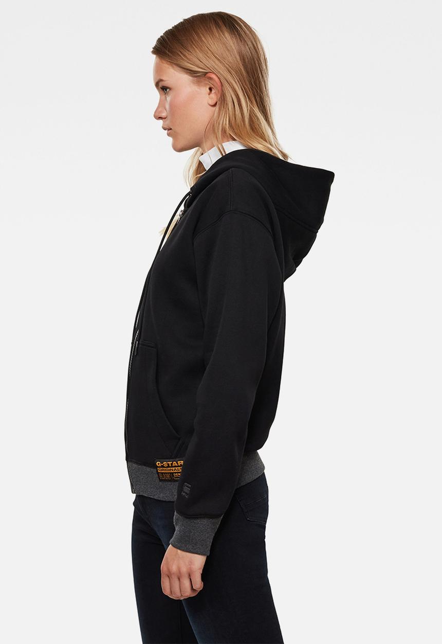 G-STAR - Premium core hoodie zip thru sweat long sleeve - black
