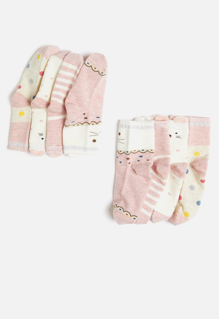 Pop Candy - Girls printed socks - pink & neutral 