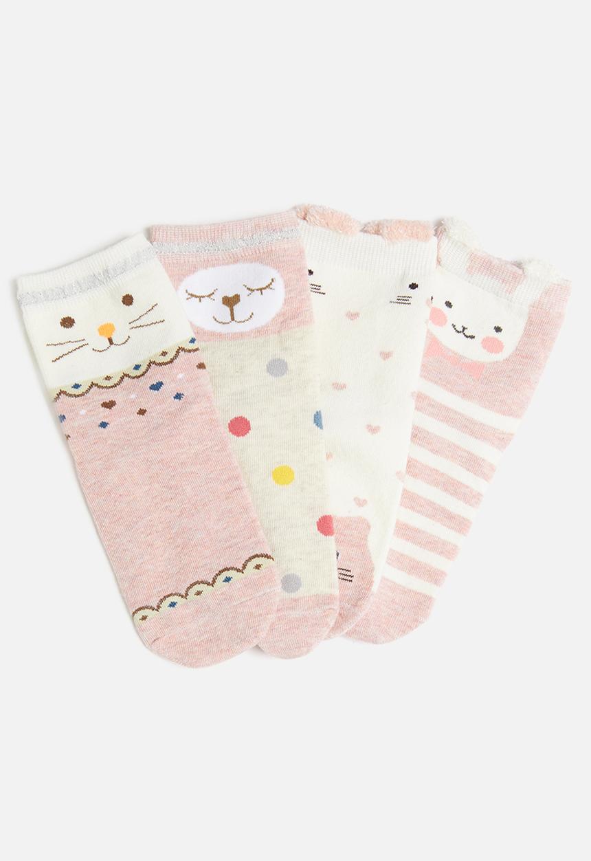 Pop Candy - Girls printed socks - pink & neutral 