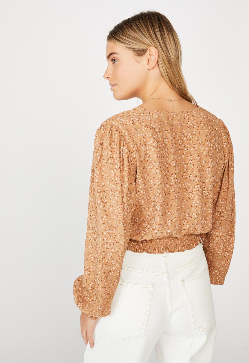 Cotton On - Vintage long sleeve wrap blouse - maya ditsy biscuit