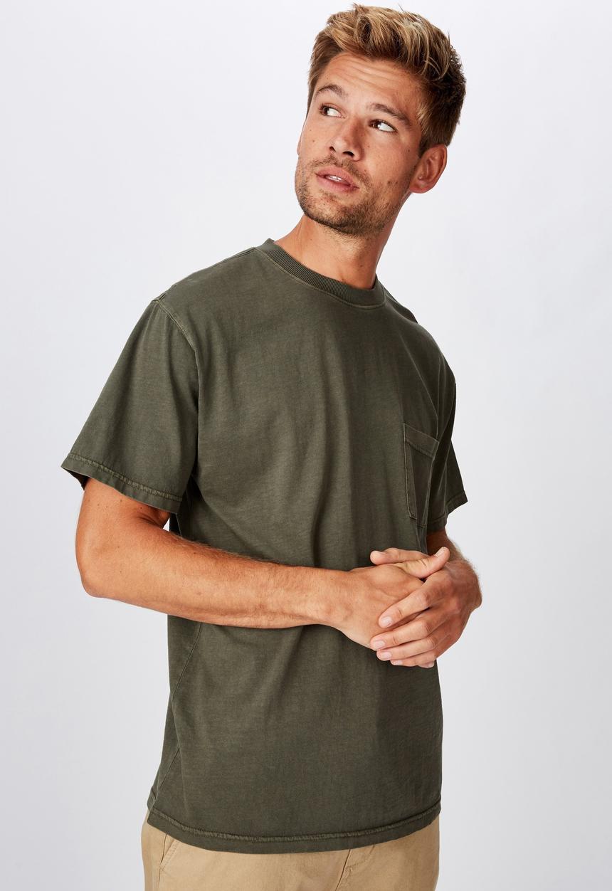 Cotton On - Loose fit washed pocket tee - khaki