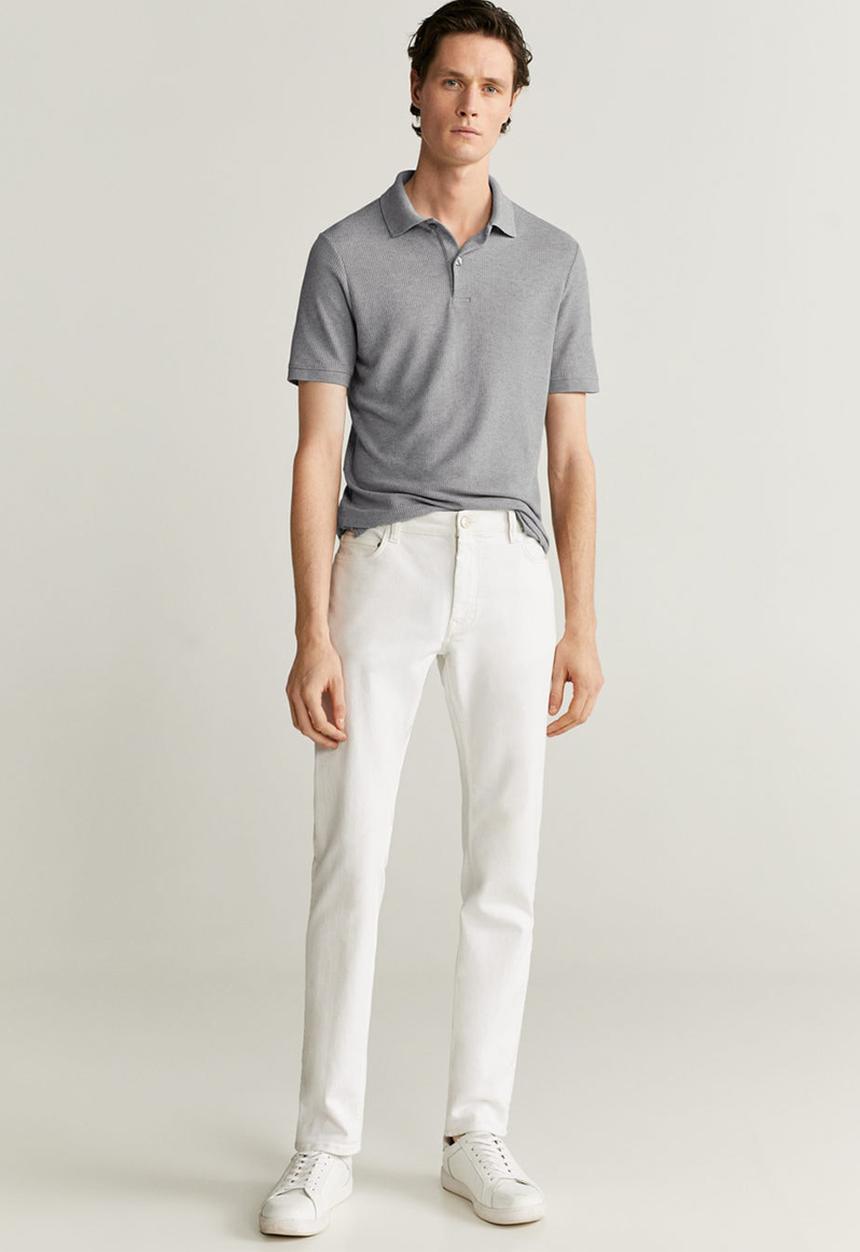 MANGO - Gofre polo shirt - grey