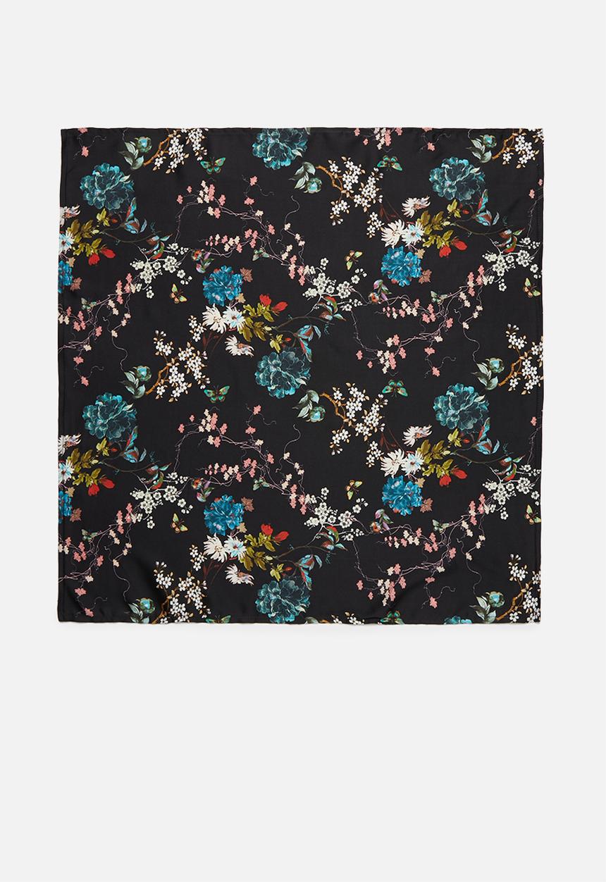 Superbalist - Square floral print neckerchief - black