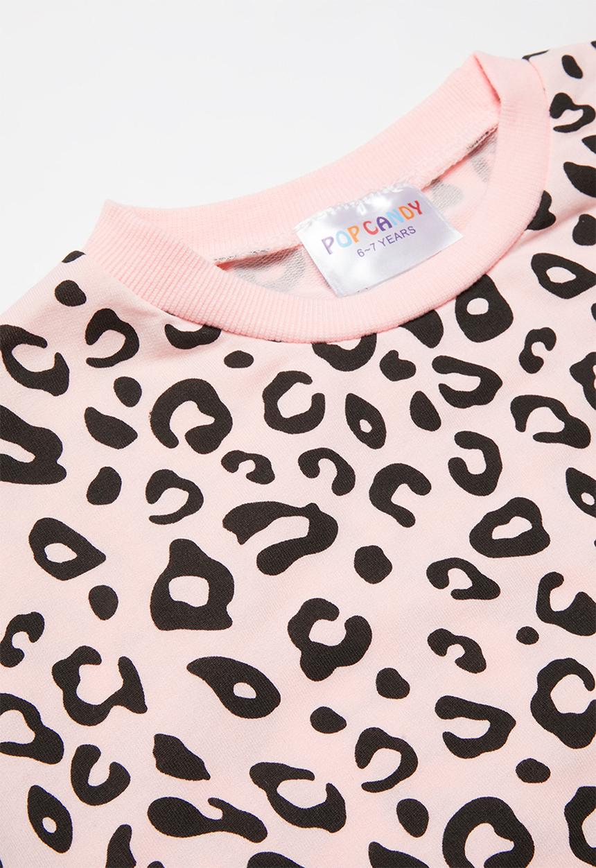 Pop Candy - Animal print tee & shorts set - pink & black