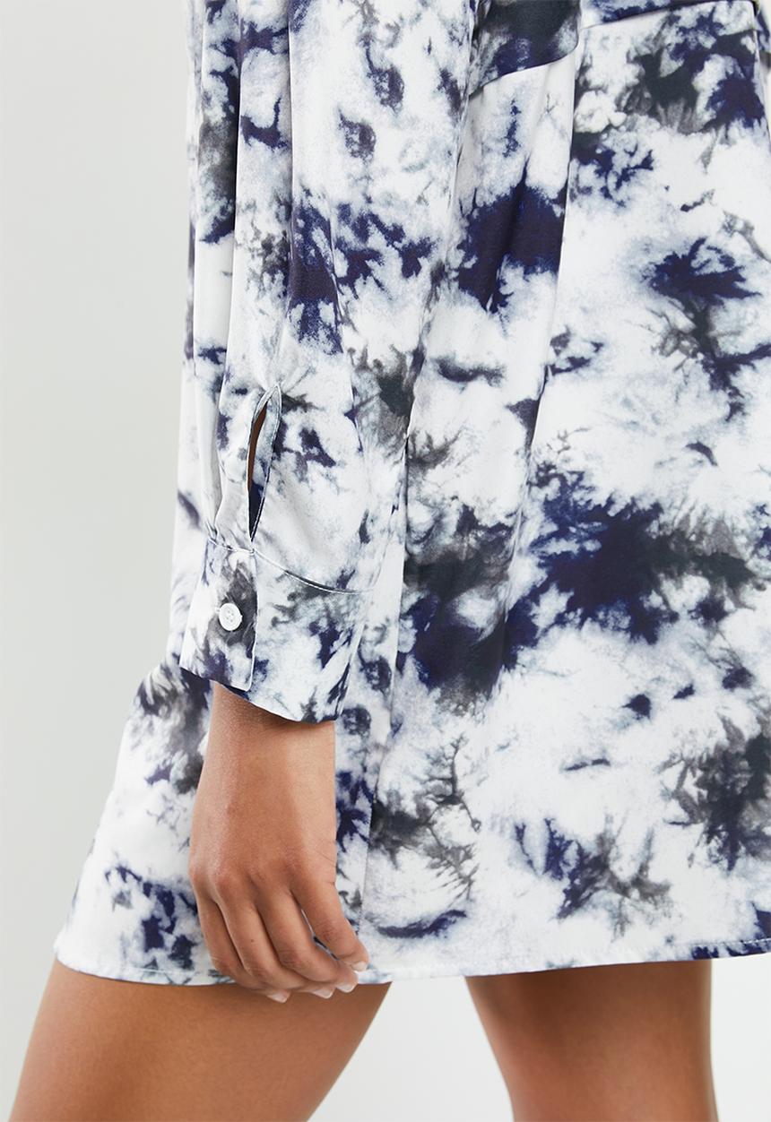Missguided - Utility shirt dress tie dye - blue
