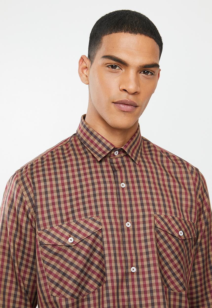 Ben Sherman - Check long sleeve shirt - red & brown 