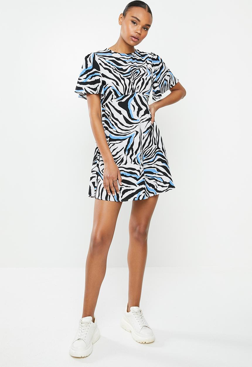 Missguided - Flutter sleeve skater dress short sleeve zebra - multi 