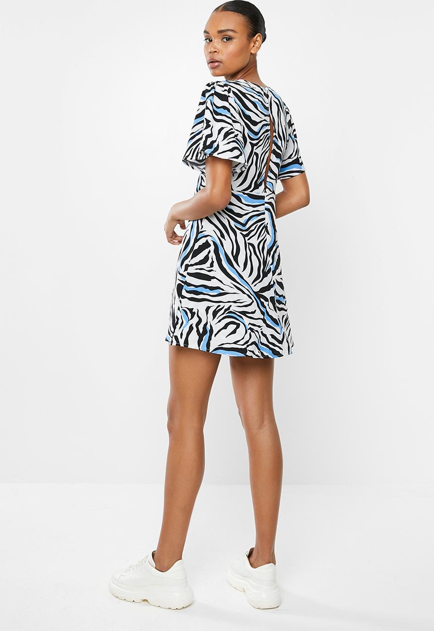 Missguided - Flutter sleeve skater dress short sleeve zebra - multi 