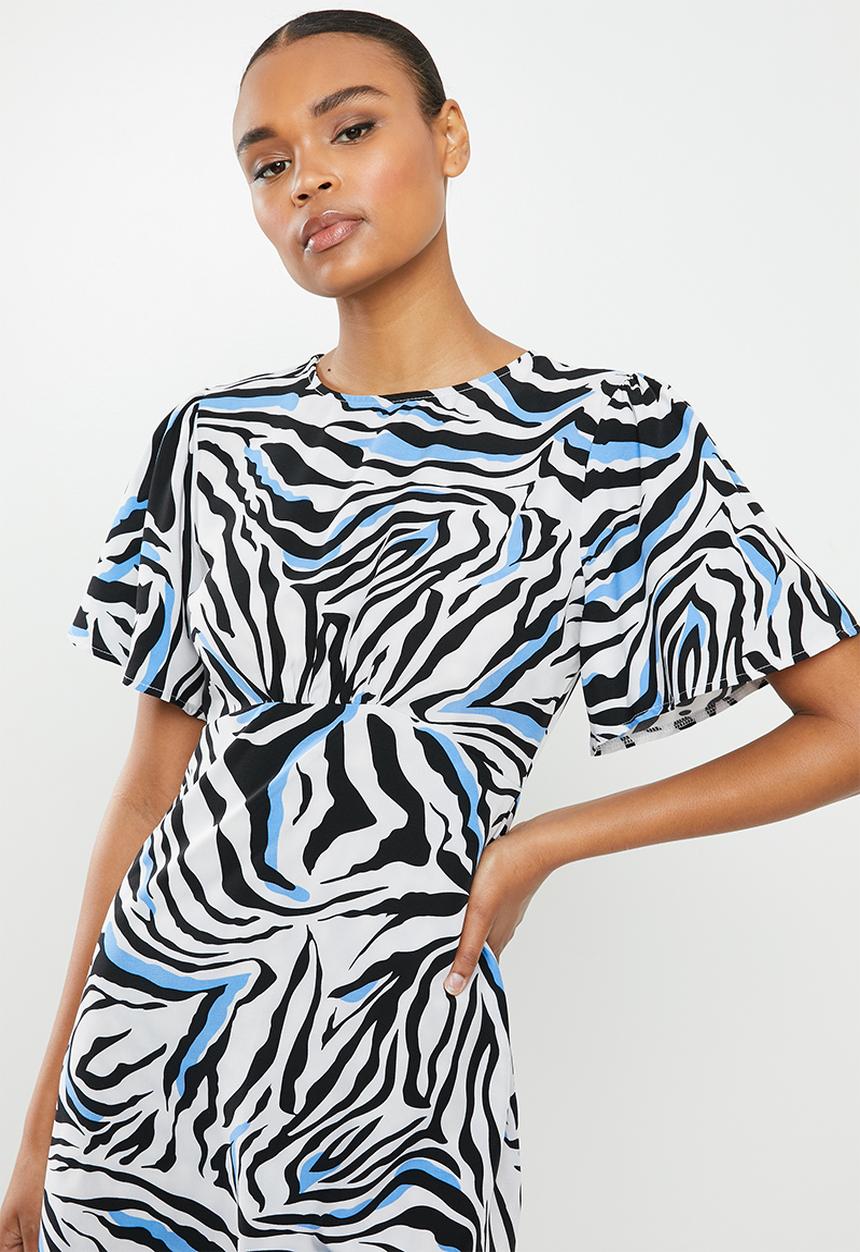 Missguided - Flutter sleeve skater dress short sleeve zebra - multi 