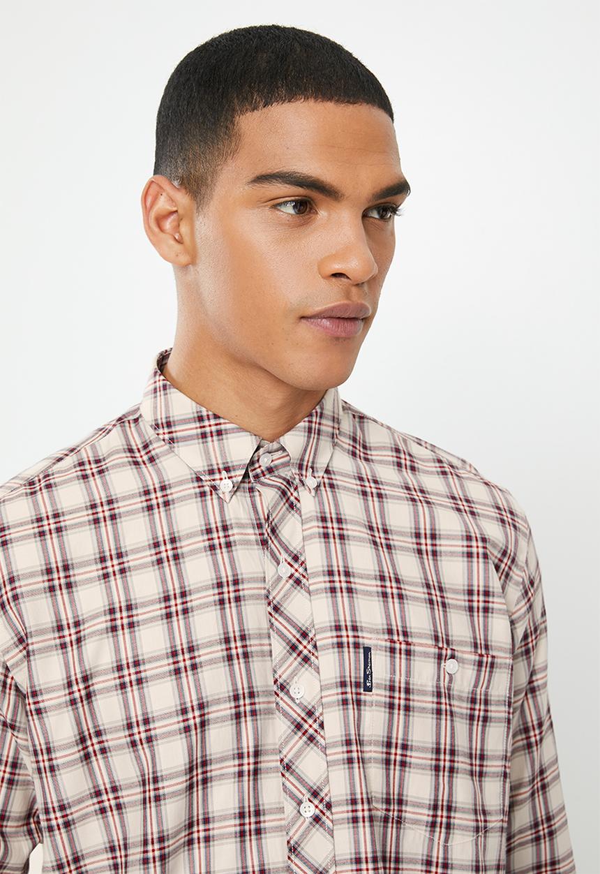 Ben Sherman - Check long sleeve shirt - off white