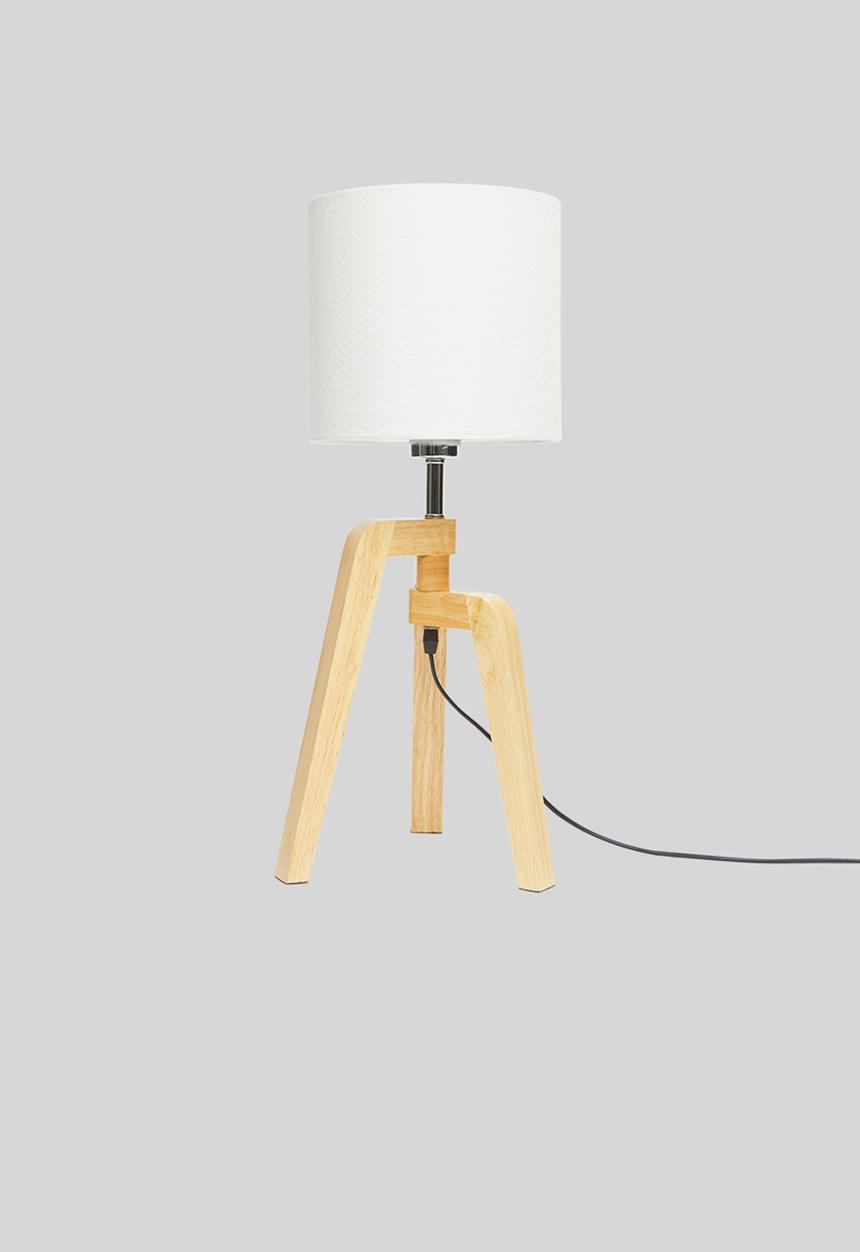 Sixth Floor - Wooden tri-table lamp - white & natural