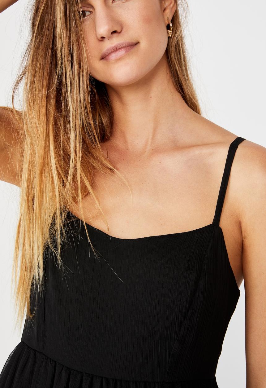 Cotton On - Woven jordy ruffle mini dress - black