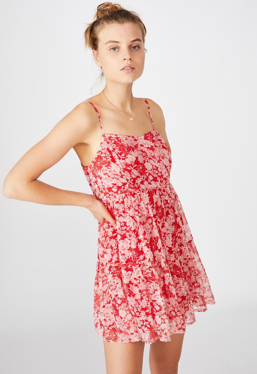 Cotton On - Woven jordy ruffle mini dress - pink 